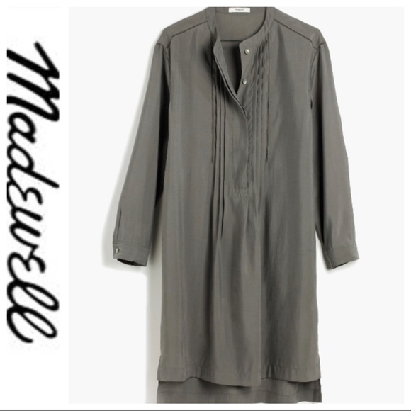 💕SALE💕NWT Madewell Green Pleat Tunic Shirt Dress - Picture 3 of 8